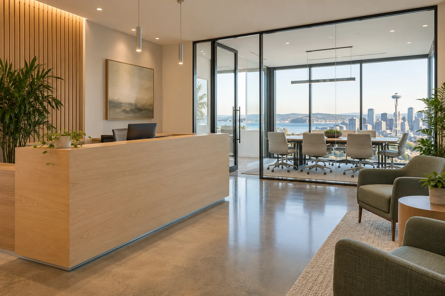Spotless office reception and meeting space